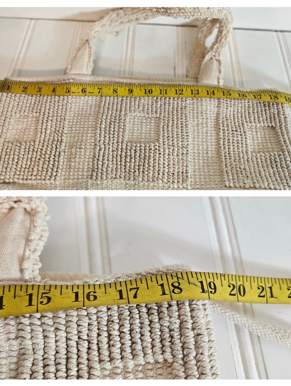 Lovestitch Tote OS Chunky Crochet Bubble Knit Tassel Beach Boho Cream Bag - Picture 14 of 15